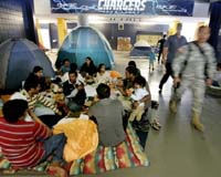 California fire victims get lush treatment in shelter