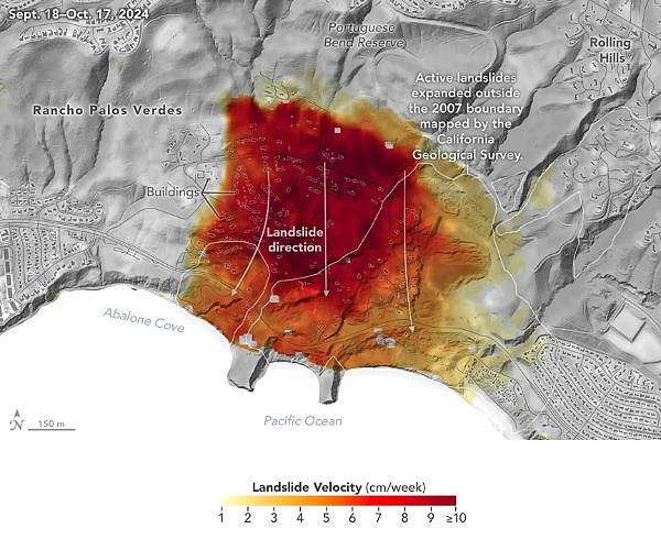 NASA radar imagery highlights expanding landslide activity in Los Angeles