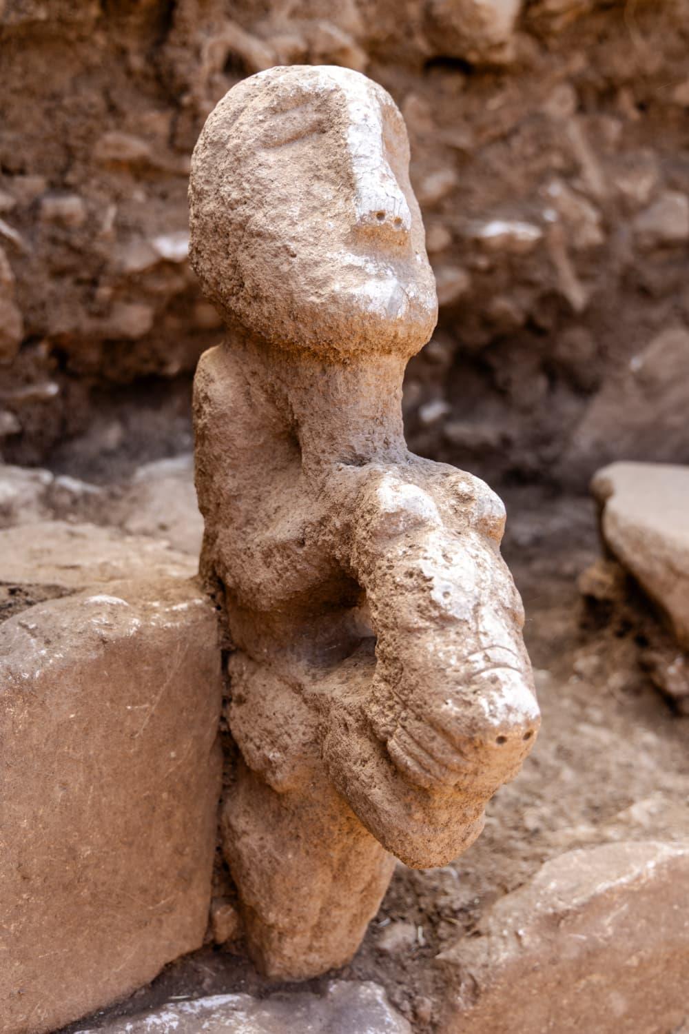 A 70-centimetre figure of a human seated on a leopard was found this month on a bench in a 3-metre stone-floored room at Karahan Tepe near Şanlıurfa — an 11,000-year-old composite statue Turkey’s culture ministry says had been left under flat stones where it was placed.